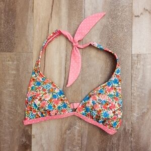Hula Honey Floral Tie Bikini Top S